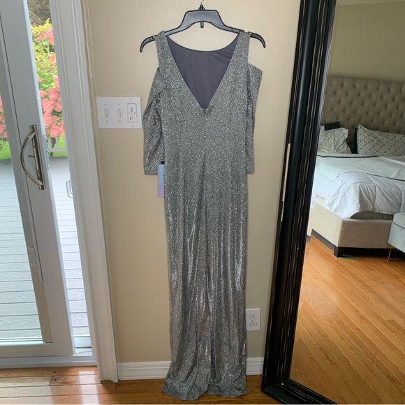 Marina Gown Women's 6 Silver Dress Prom Homecoming Wedding Elegant - Picture 2 of 16